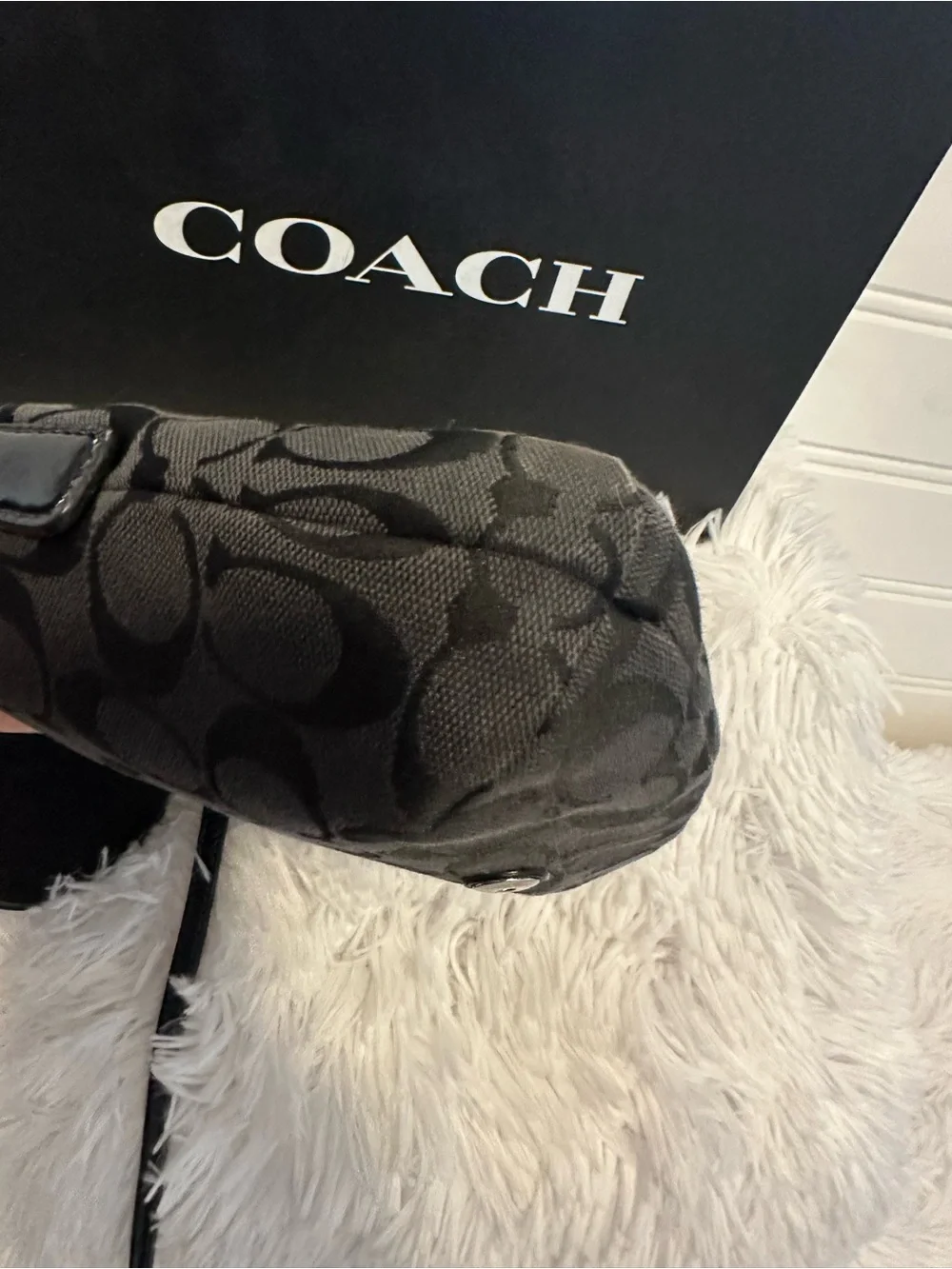 COACH Black Signature Canvas Crossbody Saddle Bag